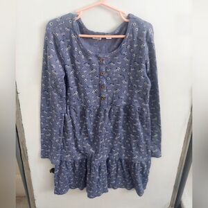 GAP Factory Girl's Blue waffle knit print dress, 5-6